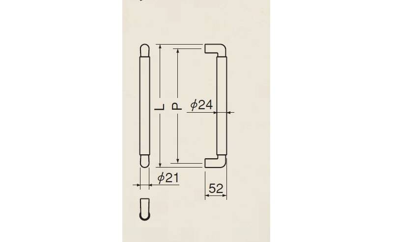 No.185 ミロ取手 両面用(自然木+亜鉛合金/M6×75) 標準扉厚 35mm