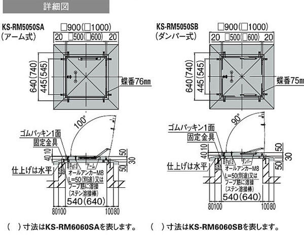 ステンレス屋上点検ハッチ(ガスダンパー式・後付けタイプ)