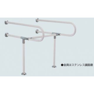 C形丸棒手すり[洗面器用] (ステンレス+塩ビ/＋6×40、8×40ナイロンプラグ)