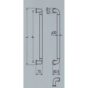 L形ビッグハーモニー取手　片面用(自然木+亜鉛合金)　標準扉厚 26mm～42mm