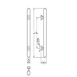 ウッドカプセル取手  抗菌　両面用(積層+真チュウ/M8×60)　標準扉厚 27mm～41mm