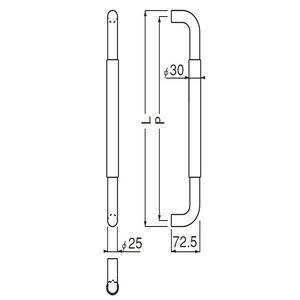 ステン丸棒取手 両面用(ステンレス+積層/M6×85) 標準扉厚 21mm～43mm