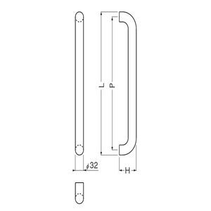 丸棒取手 両面用(ステンレス/M8×70)　標準扉厚 10mm～49mm