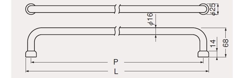 丸棒タオル掛 16φ(真チュウ/5.1×38,8×40ナイロンプラグ)
