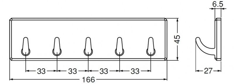 eフック5連(ABS)簡単にっ!はがせる粘着タイプ どこでもBASE
