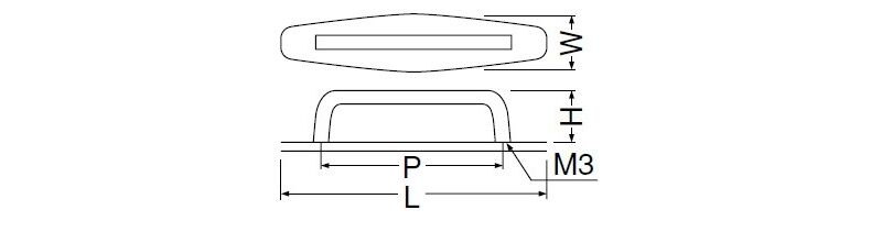 襖用角座付ハンドル(亜鉛合金+鉄/ISO3×25)