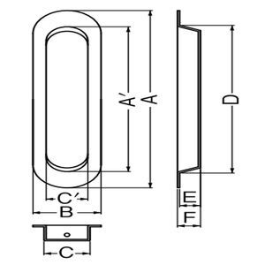 ステンプレーン戸引手(ステンレス/2×16)