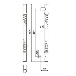 イントレチャート取手　両面用（ステンレス+本革/M8×60）標準扉厚33～41mm