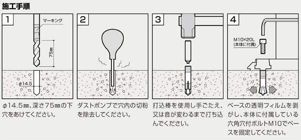コンクリート施工　打込式めねじアンカーM10