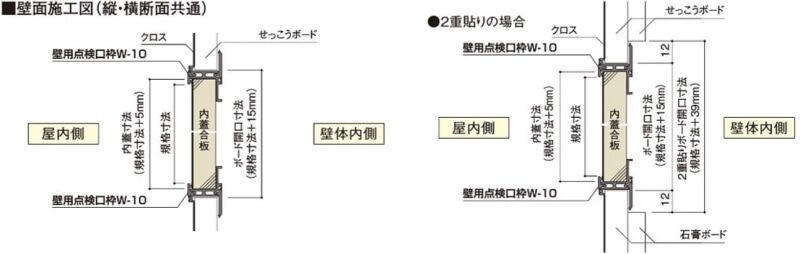 壁点検口枠　W-10（ボード厚9.5mm用）