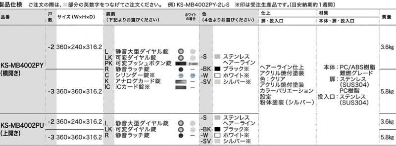 ポスト　大型郵便対応　前入前出　屋内タイプ　横開き　3戸
