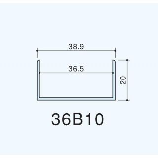アルミトイレブース３６ｍｍ用Ｂタイプ アルミ笠木･壁面取付エッジ