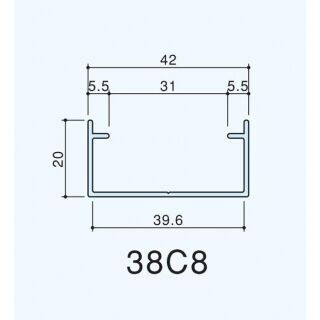 アルミトイレブース３８ｍｍ用Ｂタイプ アルミ笠木