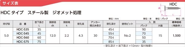 ハードエッジドライブHDCタイプ　スチール製ジオメット処理