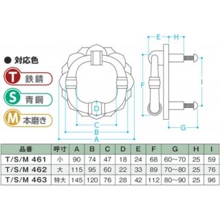 ノッカー　重ね八葉座　槌目かん　真鍮製