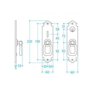 シリンダー箱錠　A角型　真鍮製