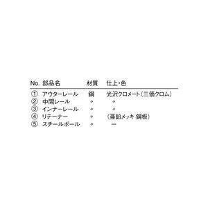 4660型　3段引スライドレール（プッシュオープン機能付）　800021282