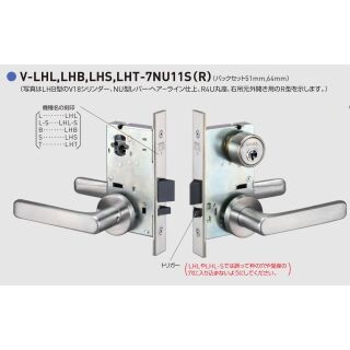 レバーハンドル型 自動施錠錠　RMK（逆マスター）+キーNO.合わせ　（R/L有・指示必要）R4U丸座標準