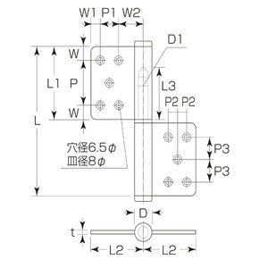 ステンレス　KJ旗丁番（両面皿）
