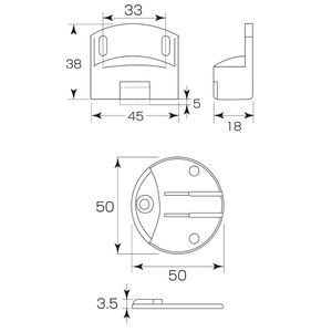フロアー戸当（マグネット式）（面付型）