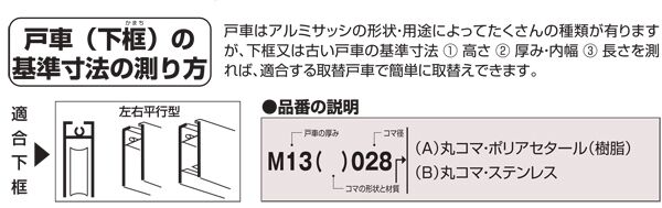 サッシ用取替戸車　MW5（A)010型