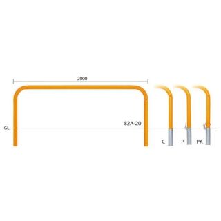 バリカー横型　車止め　スタンダード　スチールタイプ　φ60.5　W2000