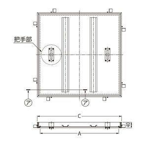 モルタル充填用（充填深さ：21.2mm） 屋内用 一般形 アルミニウム＋スチール製 アルミニウム目地