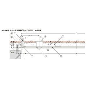モルタル充填用（充填深さ：21.2mm） 屋内用 一般形 アルミニウム＋スチール製 アルミニウム目地