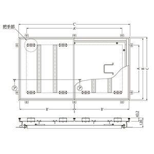 モルタル充填用（充填深さ：30mm） 屋内用 二重蓋 密閉形（防水・防臭形） スチール製 ステンレス目地 大口径ハッチ <強度：歩行用>