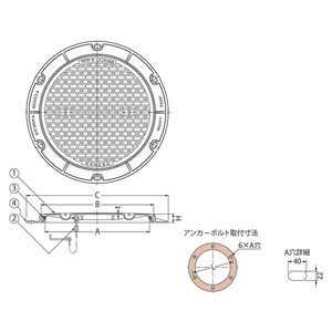 組立人孔取付用 簡易密閉形（簡易防水・防臭形） 丸枠 T荷重：T-25 グレードC