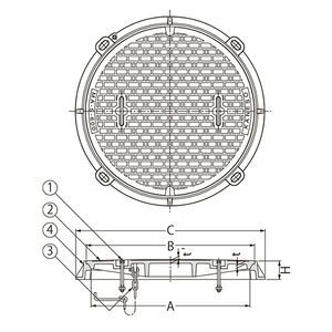 防火水槽用 強力構造形（落し込み把手） 丸枠 T荷重：T-20 グレードC