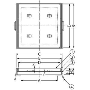 『カラー舗装用みぞ蓋（化粧用スリットみぞ蓋）』タイル用　充填深さ 28mm スチール製（すきま 6mm）　集水桝用　T荷重：T-K14
