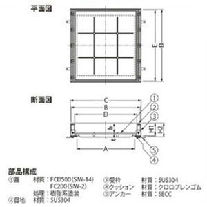 『カラー舗装用みぞ蓋（化粧用スリットみぞ蓋）』インターロッキングブロック用　充填深さ75mm ステンレス目地（すきま 11mm）　集水桝用　T荷重：T-14