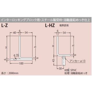 『カラー舗装用みぞ蓋（化粧用スリットみぞ蓋）』スチール製受枠　『溶融亜鉛めっき』 HISM、HISHM用