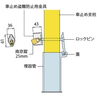盗難防止用金具　南京錠25mm用