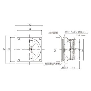差圧式レジスター（本体脱着式フィルター付）